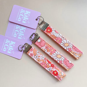 Pink Floral Wristlet