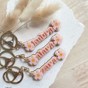 Pink daisy mini keychain