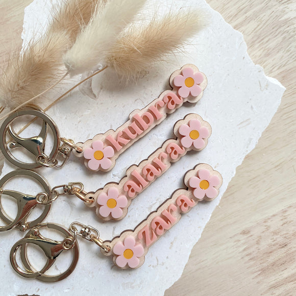 Pink daisy mini keychain